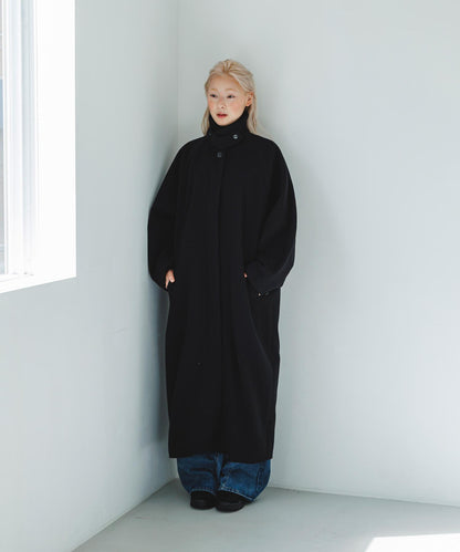 翻領繭型長款大衣