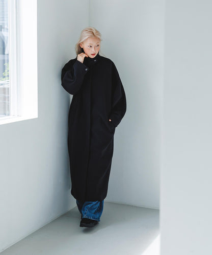 翻領繭型長款大衣