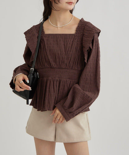 【mystic】方領褶皺襯衫