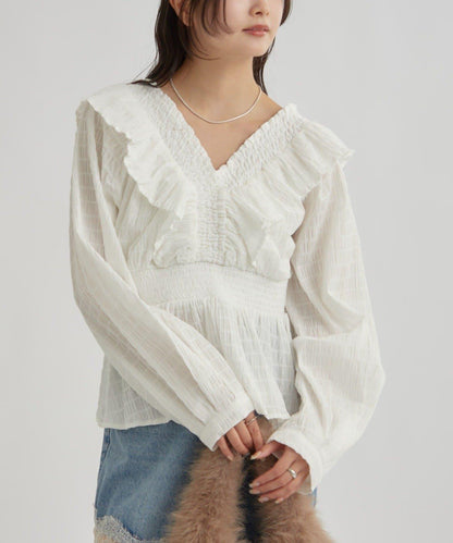 【mystic】方領褶皺襯衫