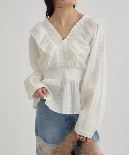 【mystic】方領褶皺襯衫