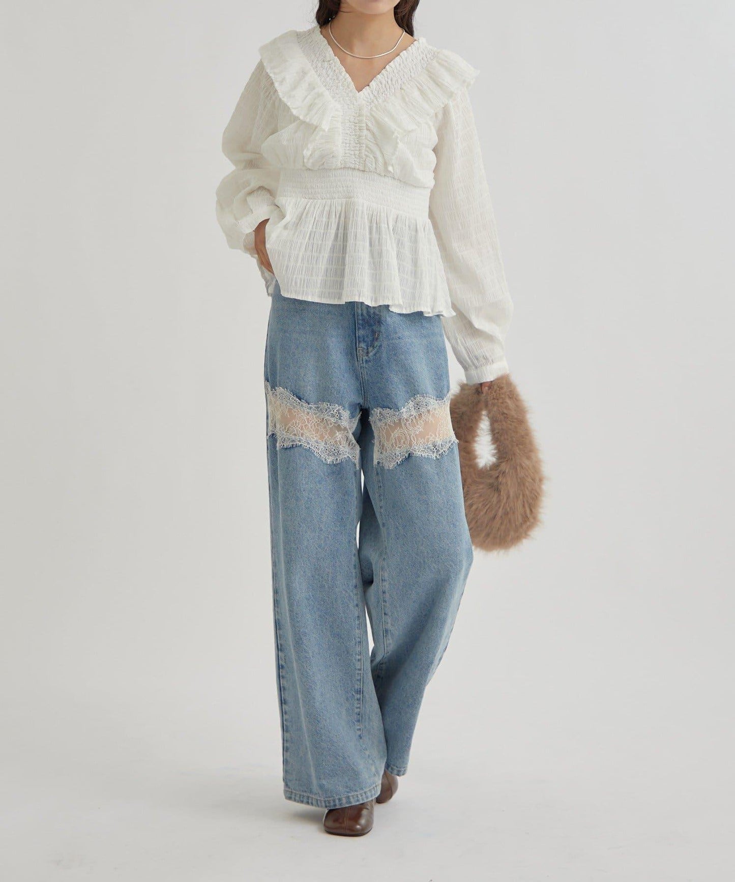 【mystic】方領褶皺襯衫