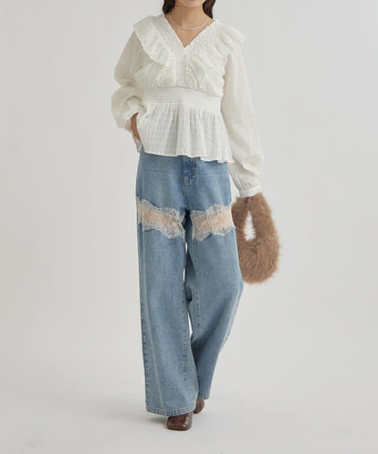 【mystic】方領褶皺襯衫