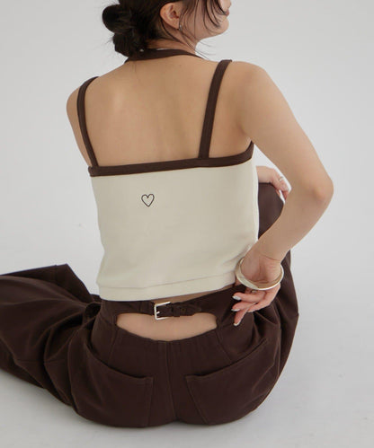 帶胸墊拼色吊帶背心