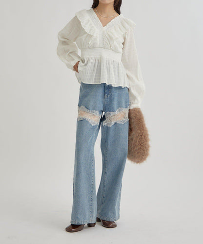 【mystic】方領褶皺襯衫