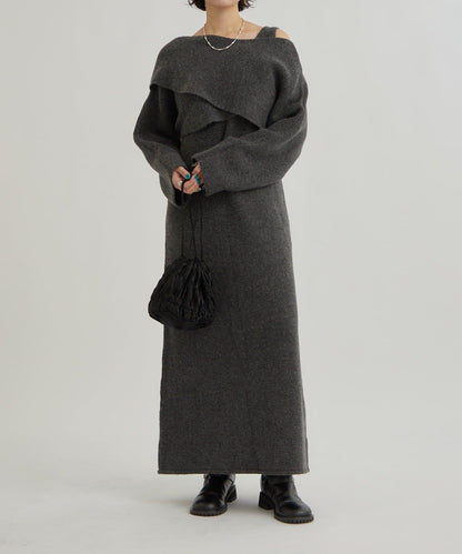 交叉針織連衣裙