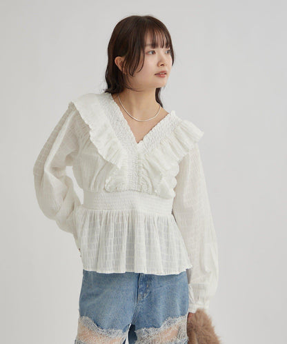 【mystic】方領褶皺襯衫