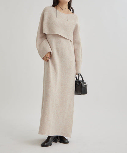 交叉針織連衣裙