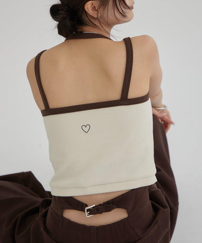 帶胸墊拼色吊帶背心