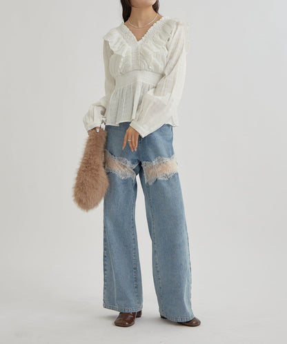 【mystic】方領褶皺襯衫