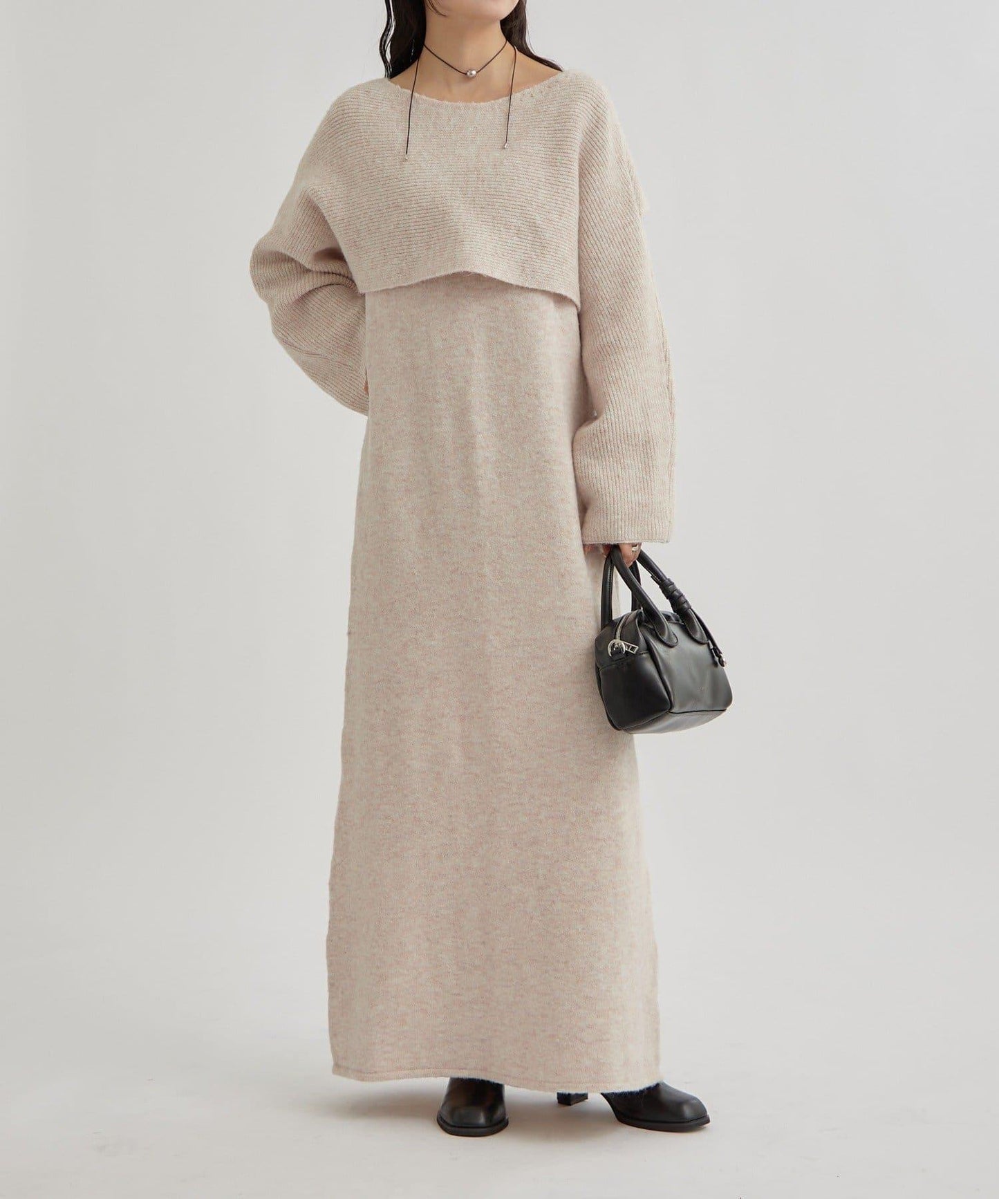 交叉針織連衣裙