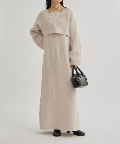 交叉針織連衣裙