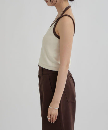 帶胸墊拼色吊帶背心