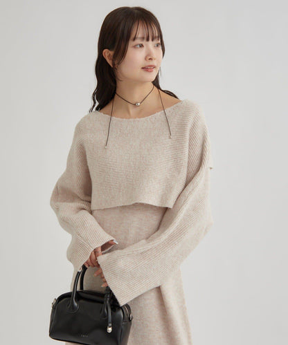 交叉針織連衣裙