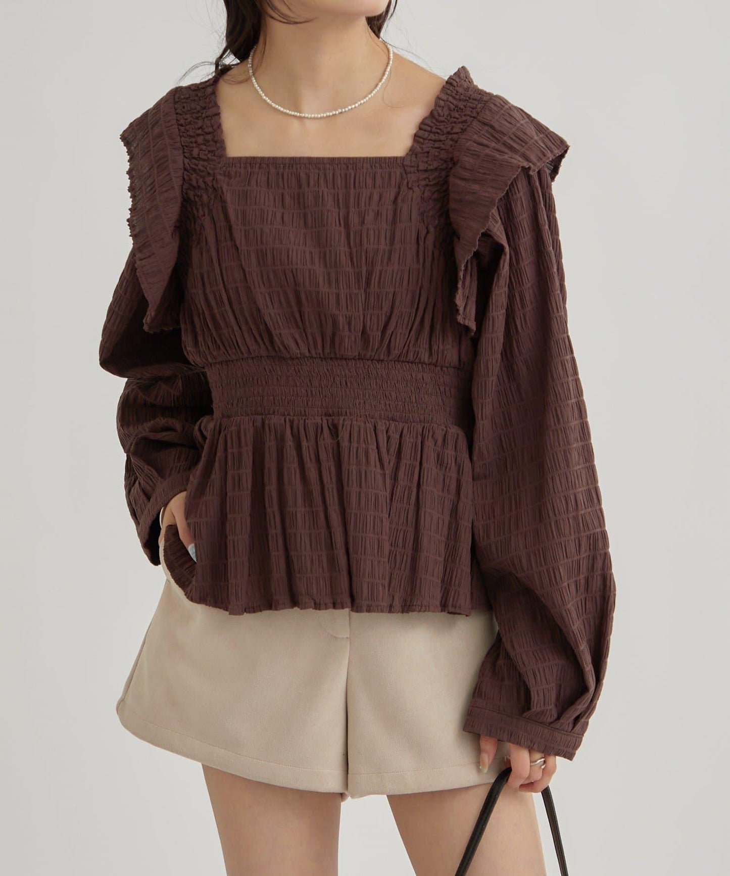 【mystic】方領褶皺襯衫