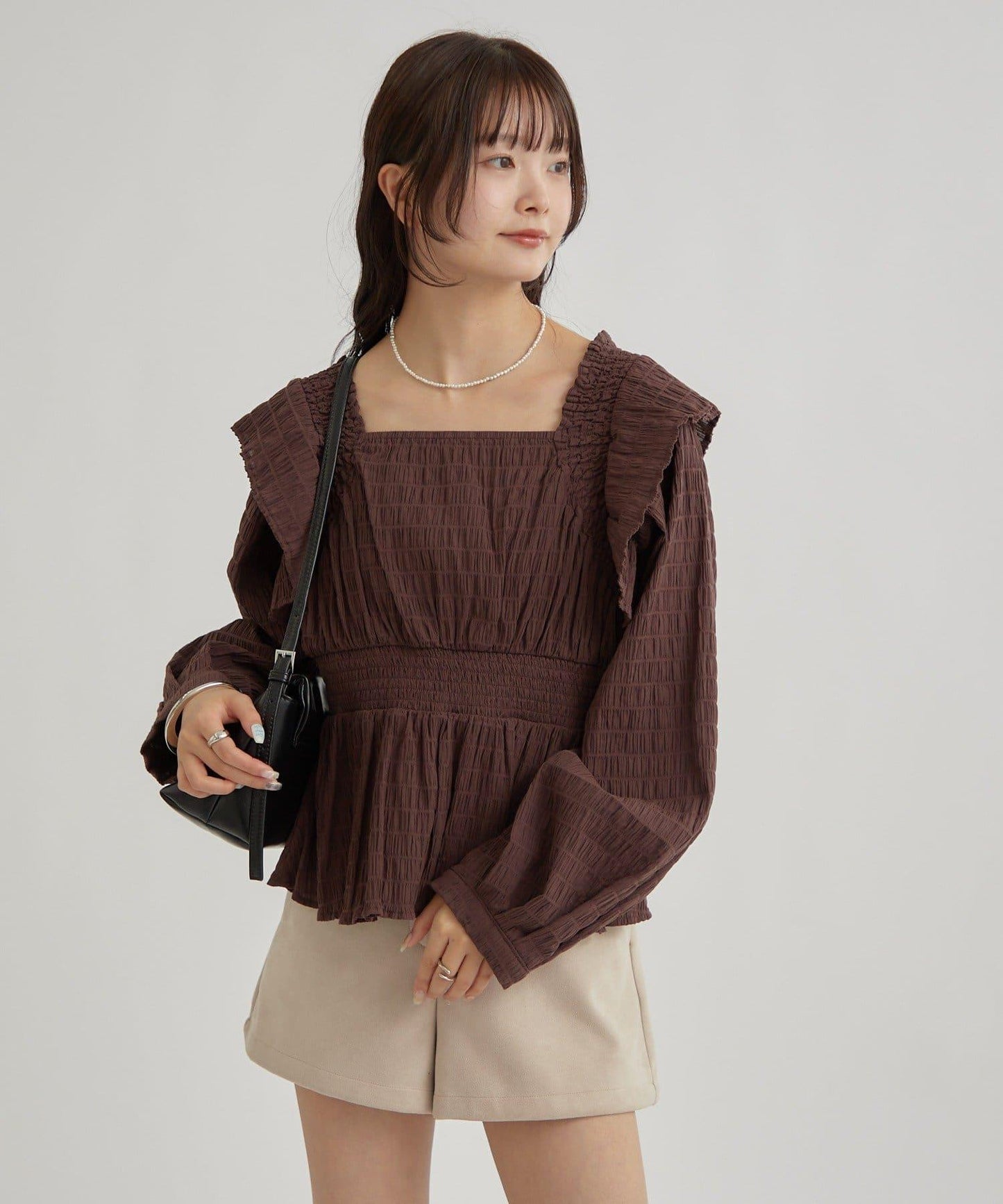 【mystic】方領褶皺襯衫