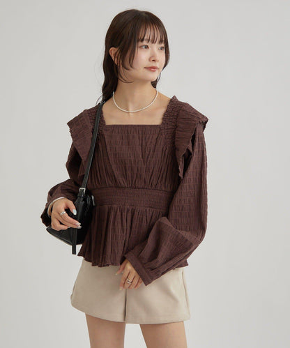 【mystic】方領褶皺襯衫