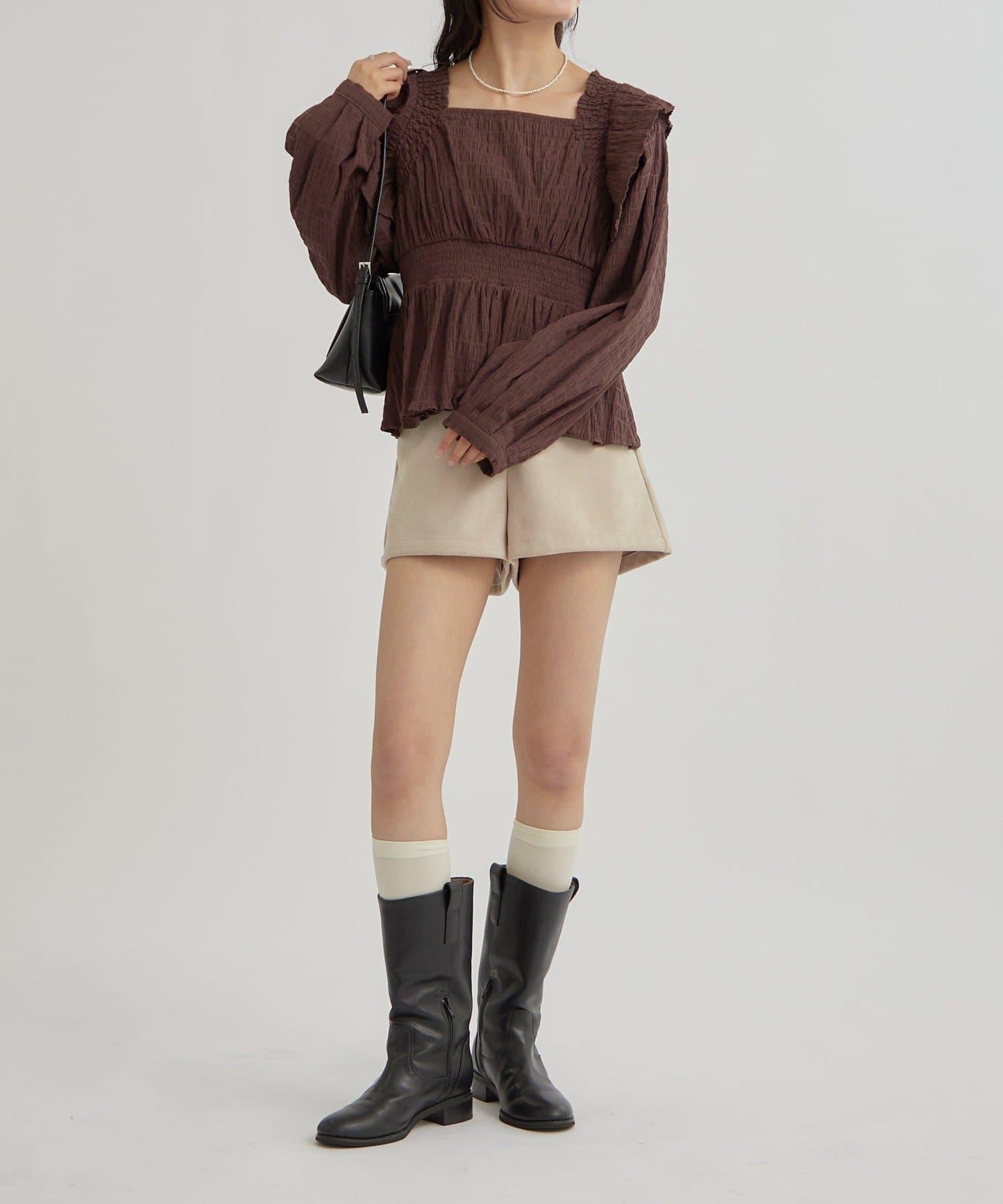 【mystic】方領褶皺襯衫