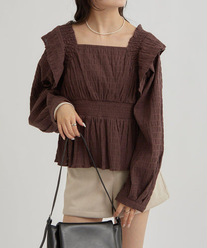 【mystic】方領褶皺襯衫