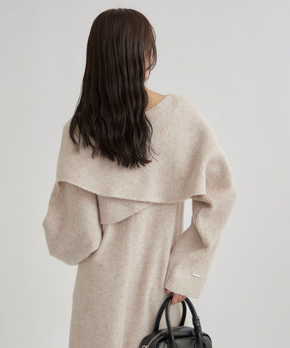 交叉針織連衣裙