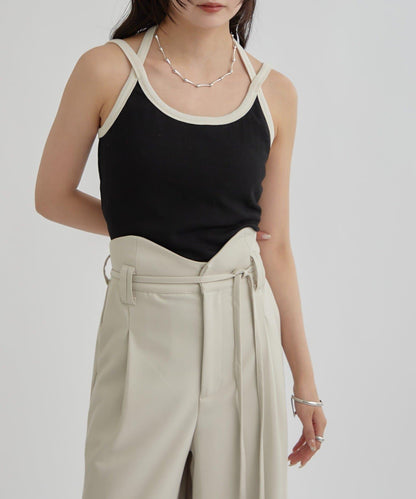 帶胸墊拼色吊帶背心