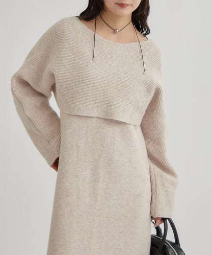 交叉針織連衣裙