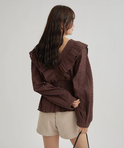 【mystic】方領褶皺襯衫