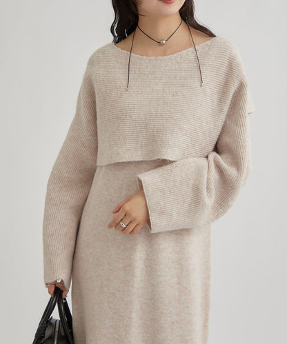 交叉針織連衣裙