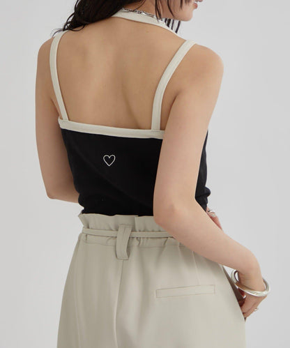 帶胸墊拼色吊帶背心