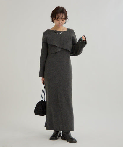 交叉針織連衣裙