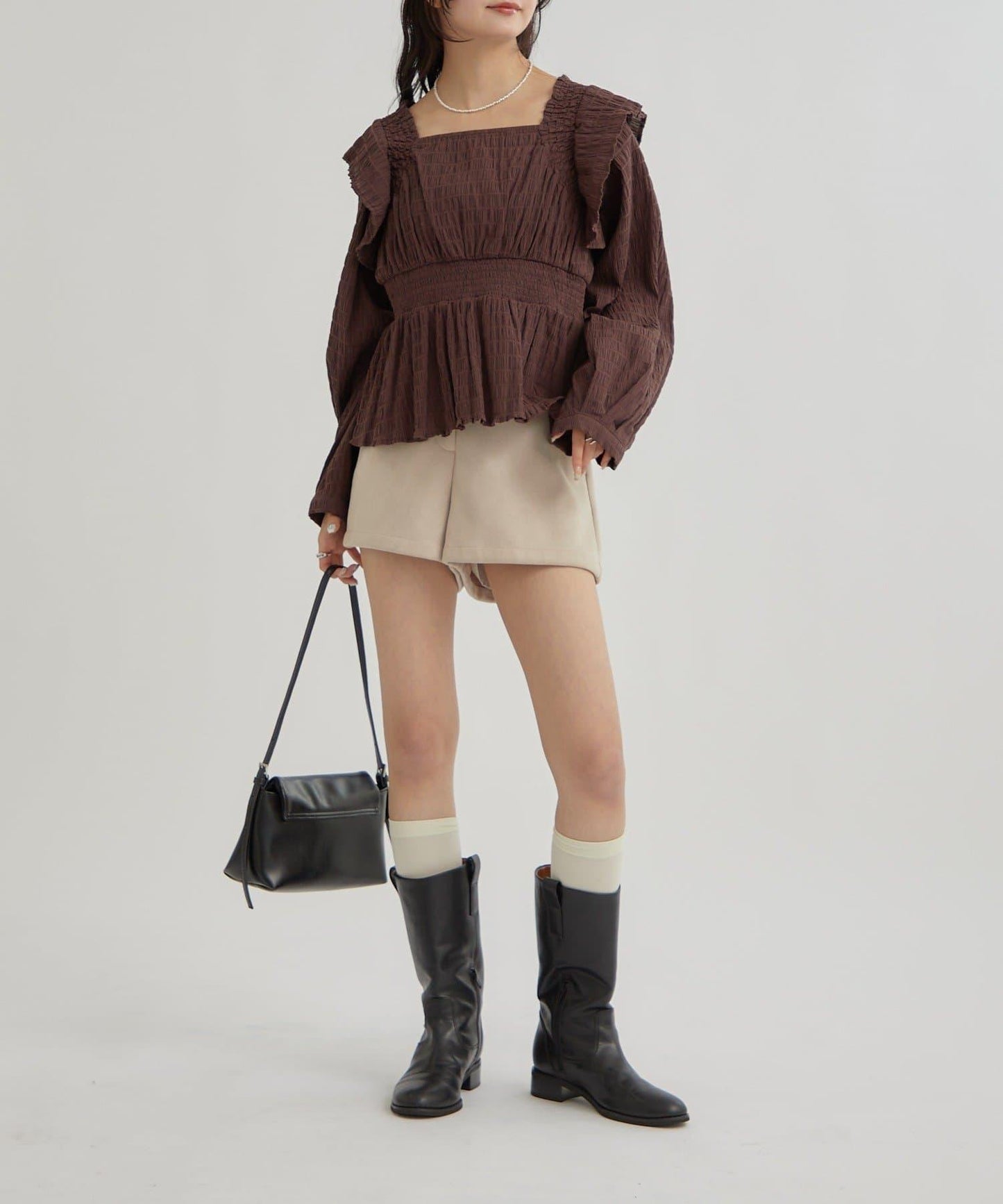 【mystic】方領褶皺襯衫