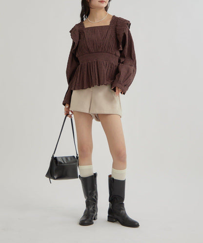 【mystic】方領褶皺襯衫