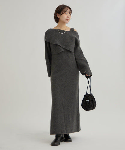 交叉針織連衣裙