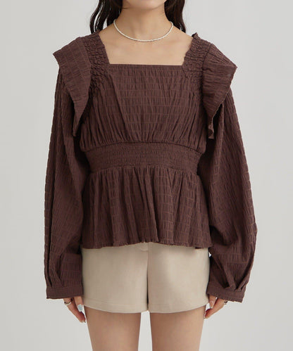 【mystic】方領褶皺襯衫