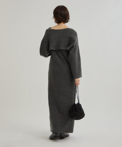 交叉針織連衣裙