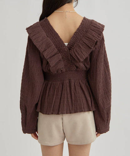 【mystic】方領褶皺襯衫