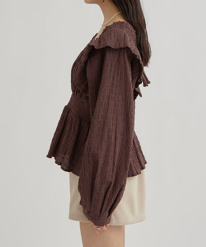 【mystic】方領褶皺襯衫