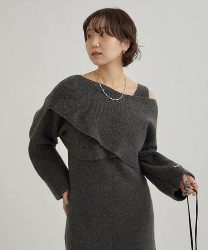 交叉針織連衣裙