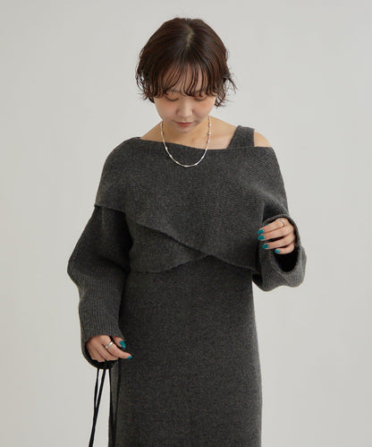 交叉針織連衣裙