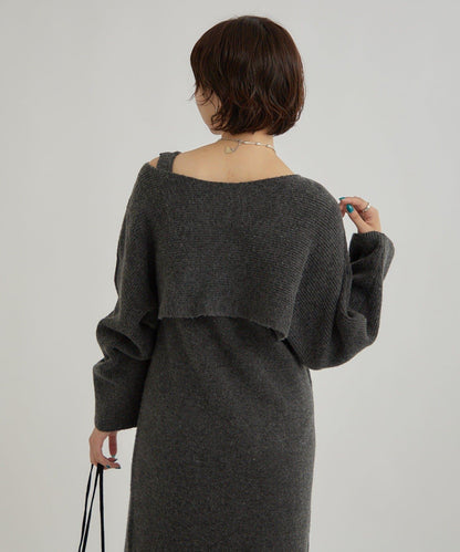 交叉針織連衣裙