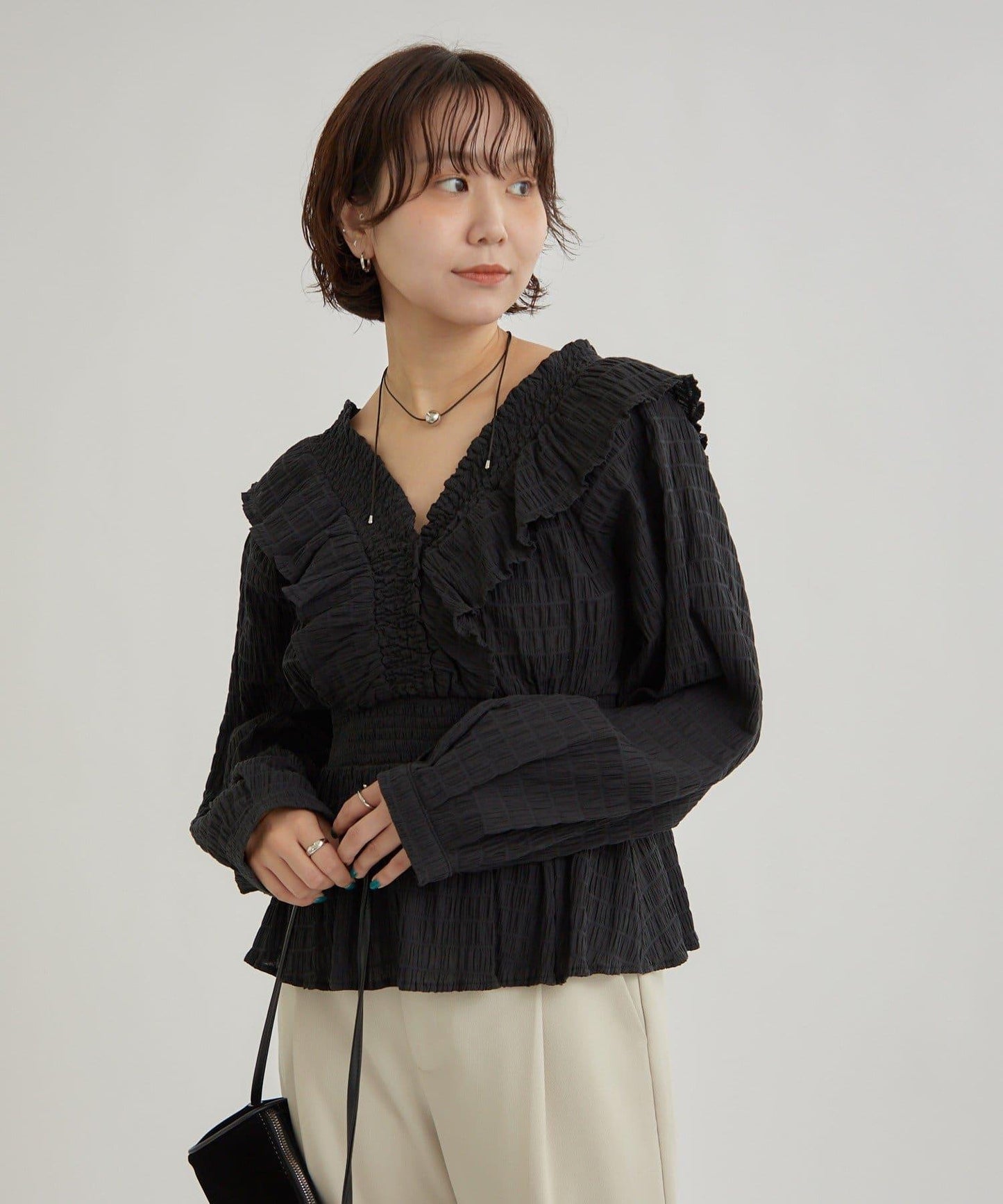 【mystic】方領褶皺襯衫