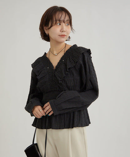 【mystic】方領褶皺襯衫