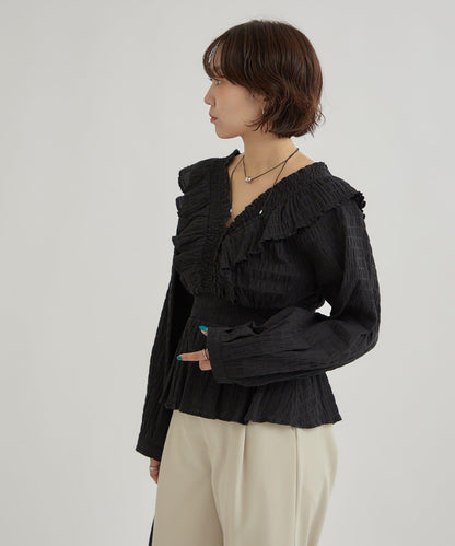 【mystic】方領褶皺襯衫