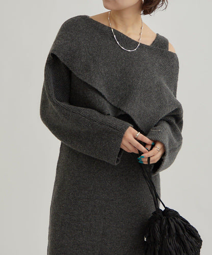 交叉針織連衣裙