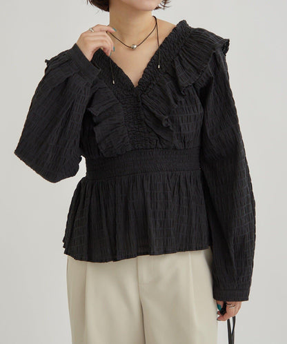 【mystic】方領褶皺襯衫