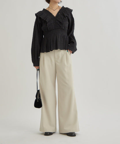 【mystic】方領褶皺襯衫