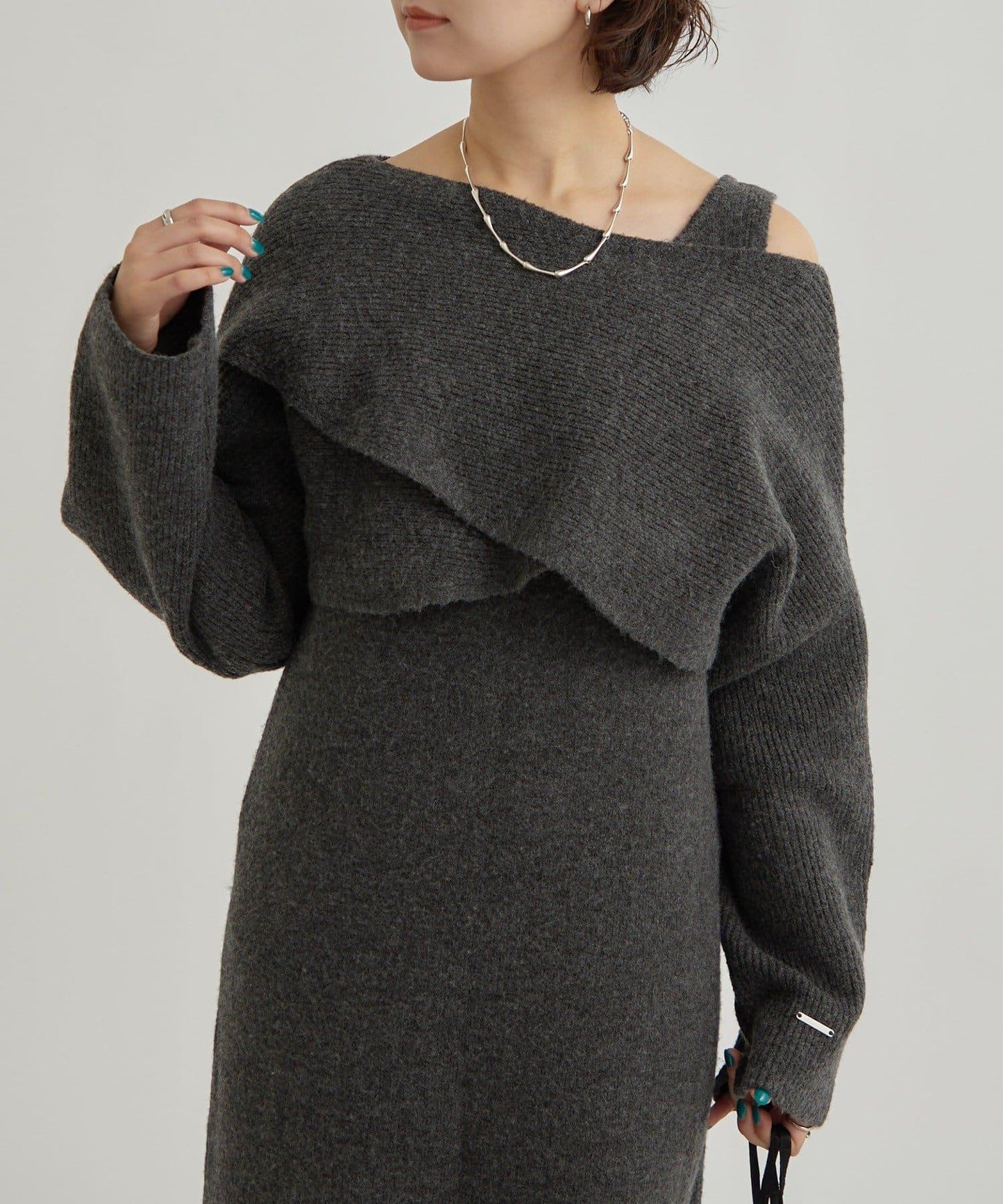 交叉針織連衣裙