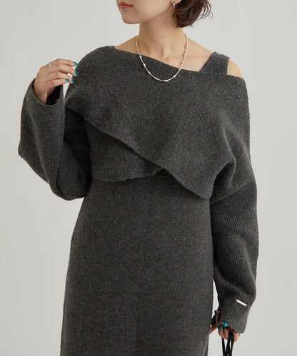 交叉針織連衣裙