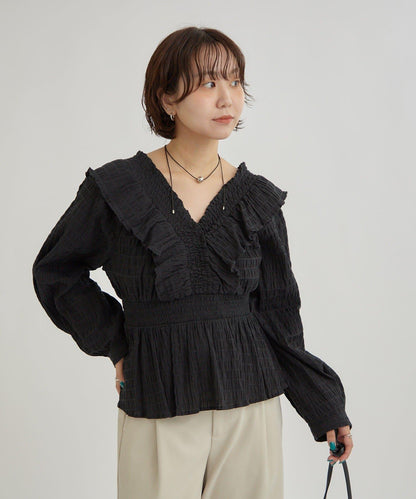 【mystic】方領褶皺襯衫