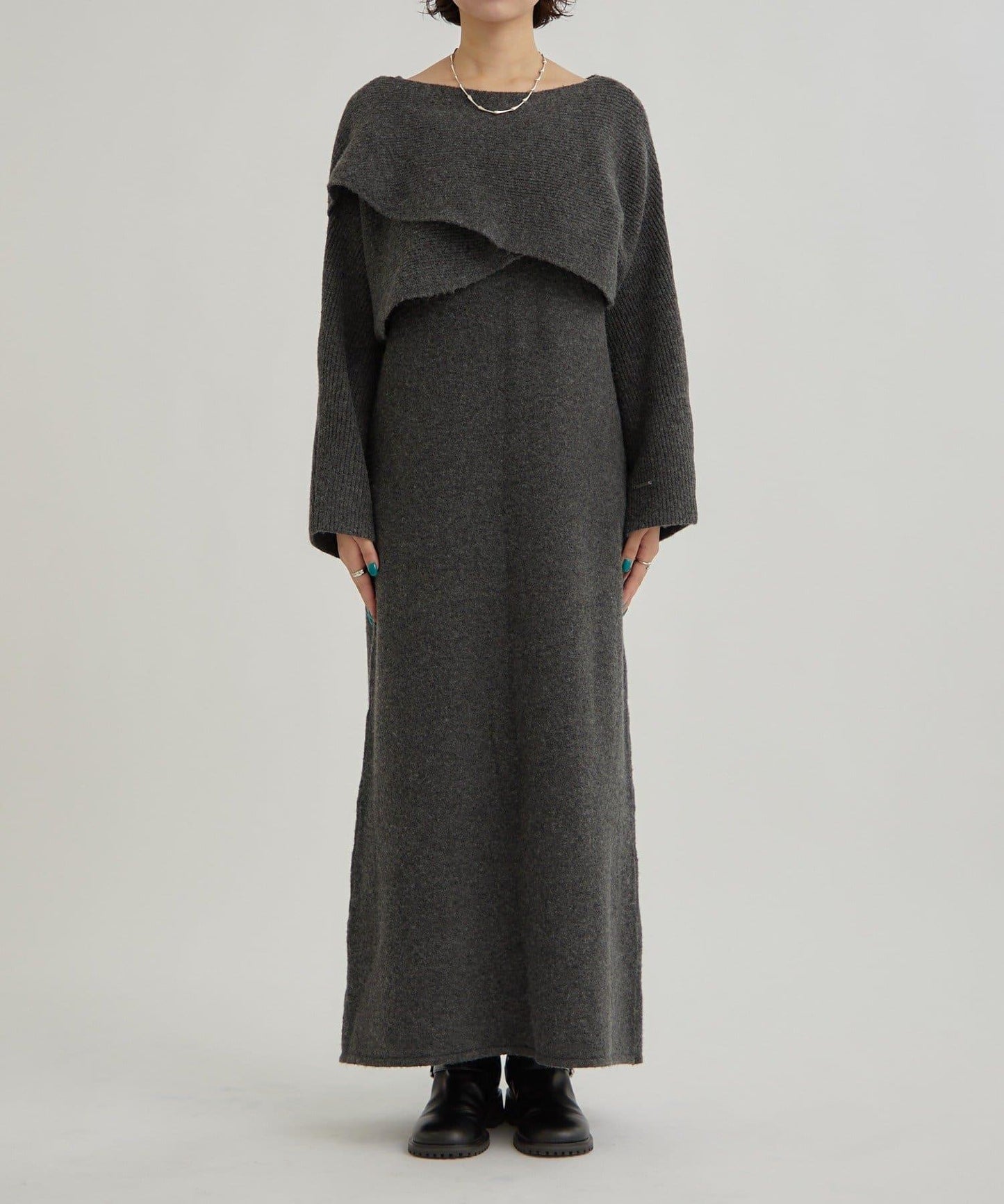 交叉針織連衣裙